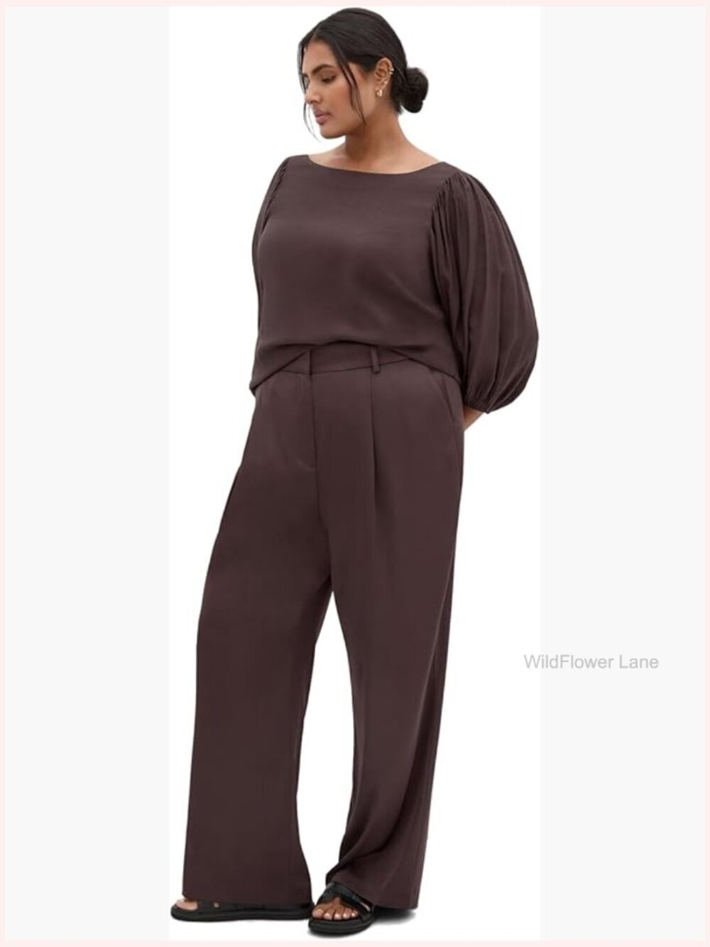 Plus Size Boat Neck Blouse - Women's Tunic Top Elbow Sleeve